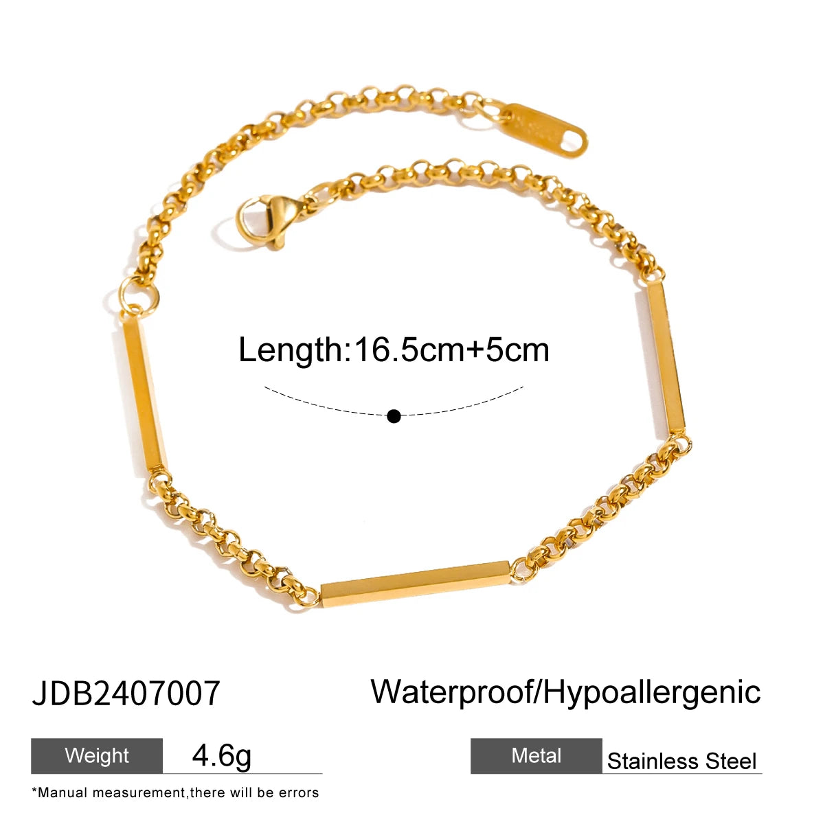 Uworld Fashion 18K Gold Color Stainless Steel Zircon Finger Bracelet Stackable Ring Bracelet Women's Accessories Party Gift