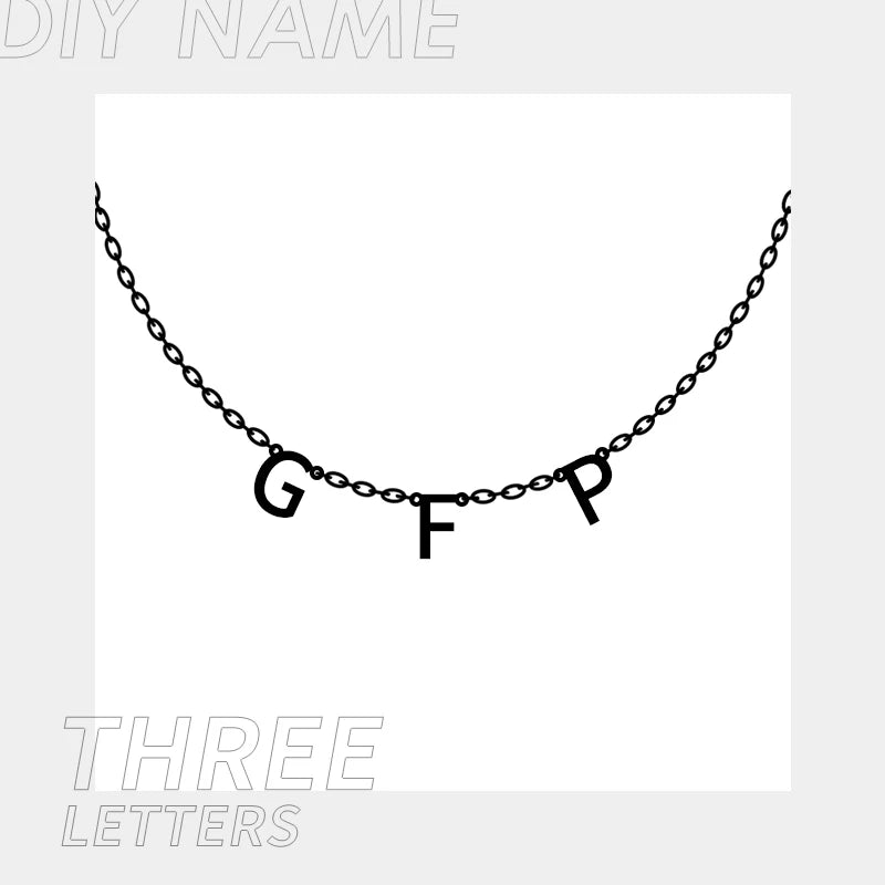 EManco Customized Stainless Steel Name Necklace Custom Personalized Letter Choker Necklace Pendant Nameplate Gift Dropshipping