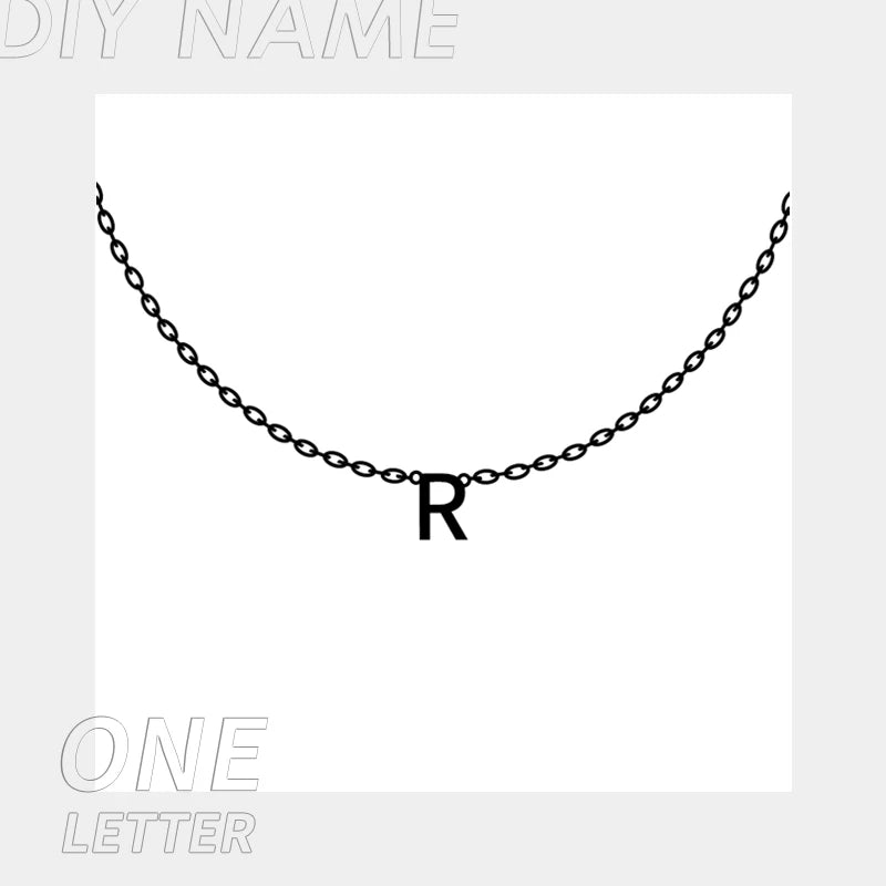 EManco Customized Stainless Steel Name Necklace Custom Personalized Letter Choker Necklace Pendant Nameplate Gift Dropshipping