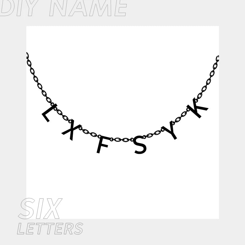 EManco Customized Stainless Steel Name Necklace Custom Personalized Letter Choker Necklace Pendant Nameplate Gift Dropshipping