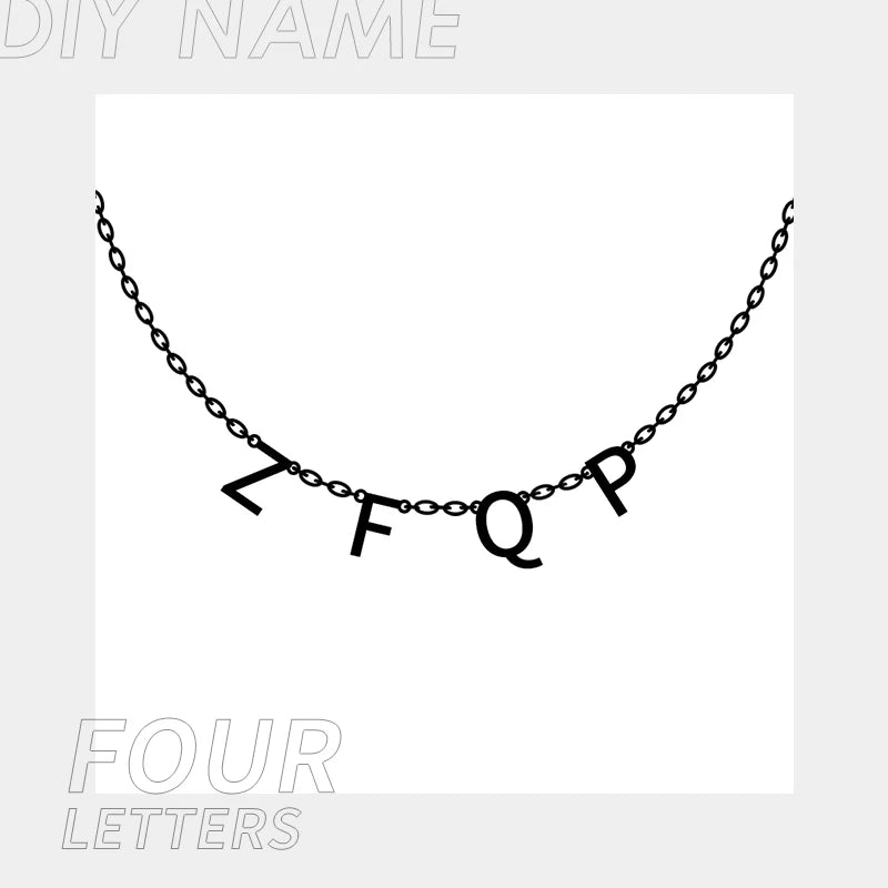 EManco Customized Stainless Steel Name Necklace Custom Personalized Letter Choker Necklace Pendant Nameplate Gift Dropshipping