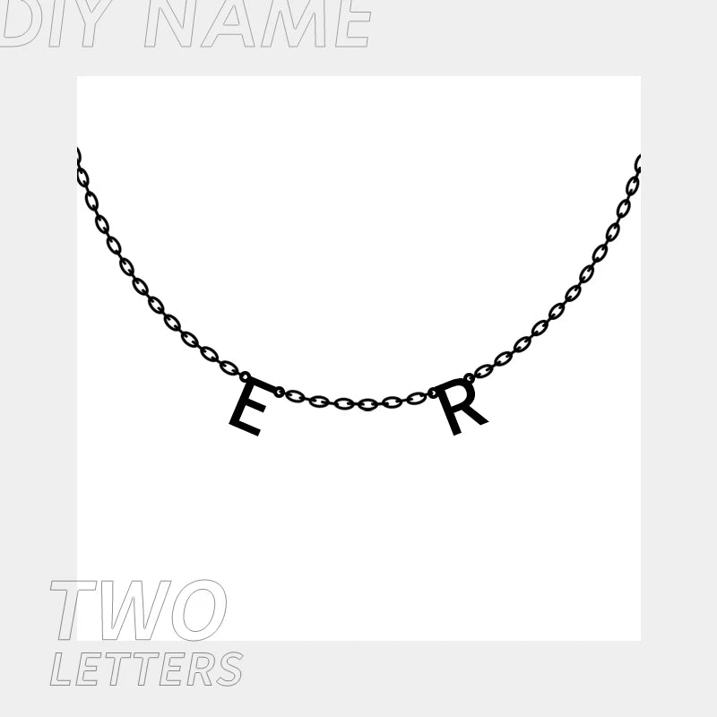 EManco Customized Stainless Steel Name Necklace Custom Personalized Letter Choker Necklace Pendant Nameplate Gift Dropshipping