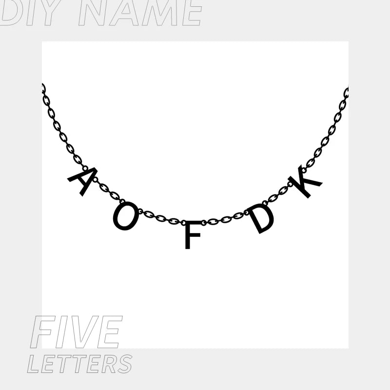 EManco Customized Stainless Steel Name Necklace Custom Personalized Letter Choker Necklace Pendant Nameplate Gift Dropshipping