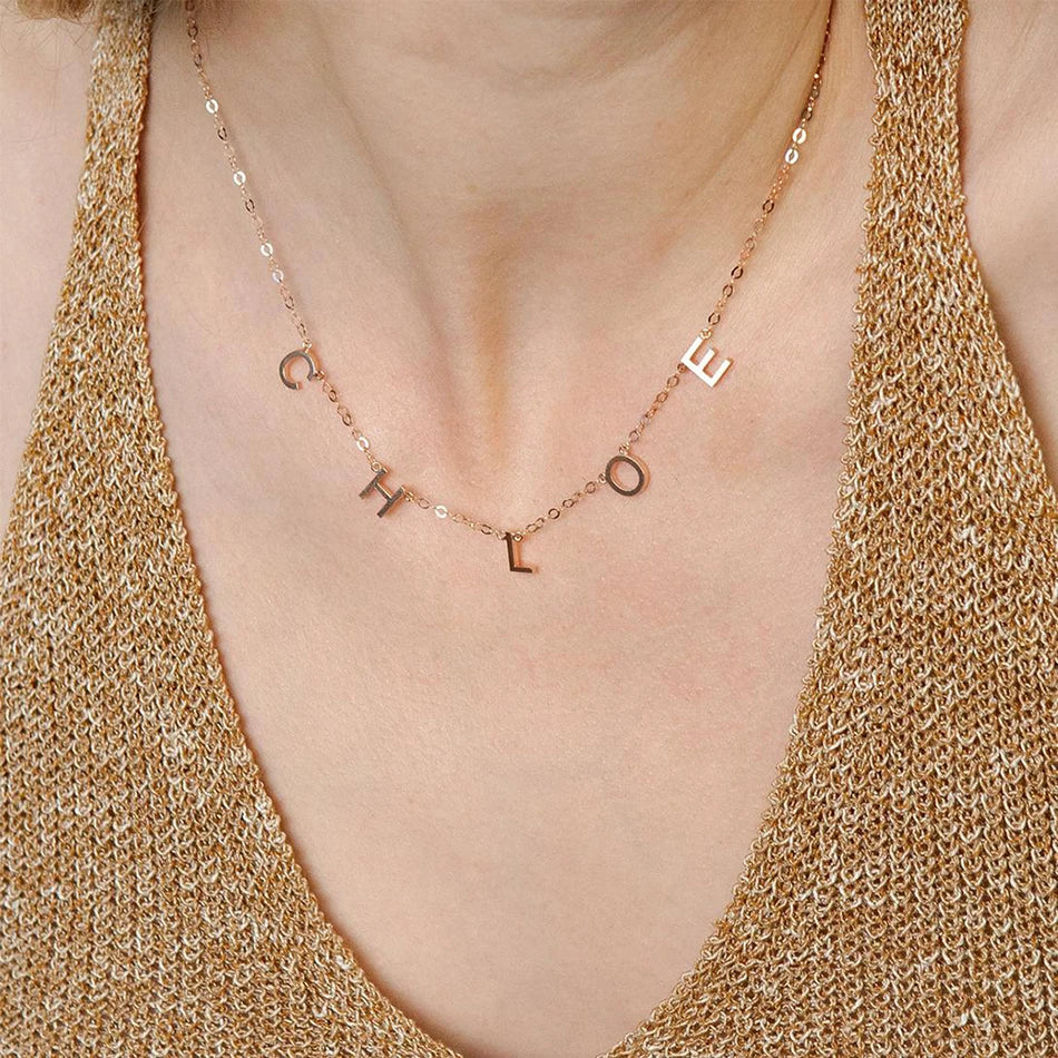 EManco Customized Stainless Steel Name Necklace Custom Personalized Letter Choker Necklace Pendant Nameplate Gift Dropshipping
