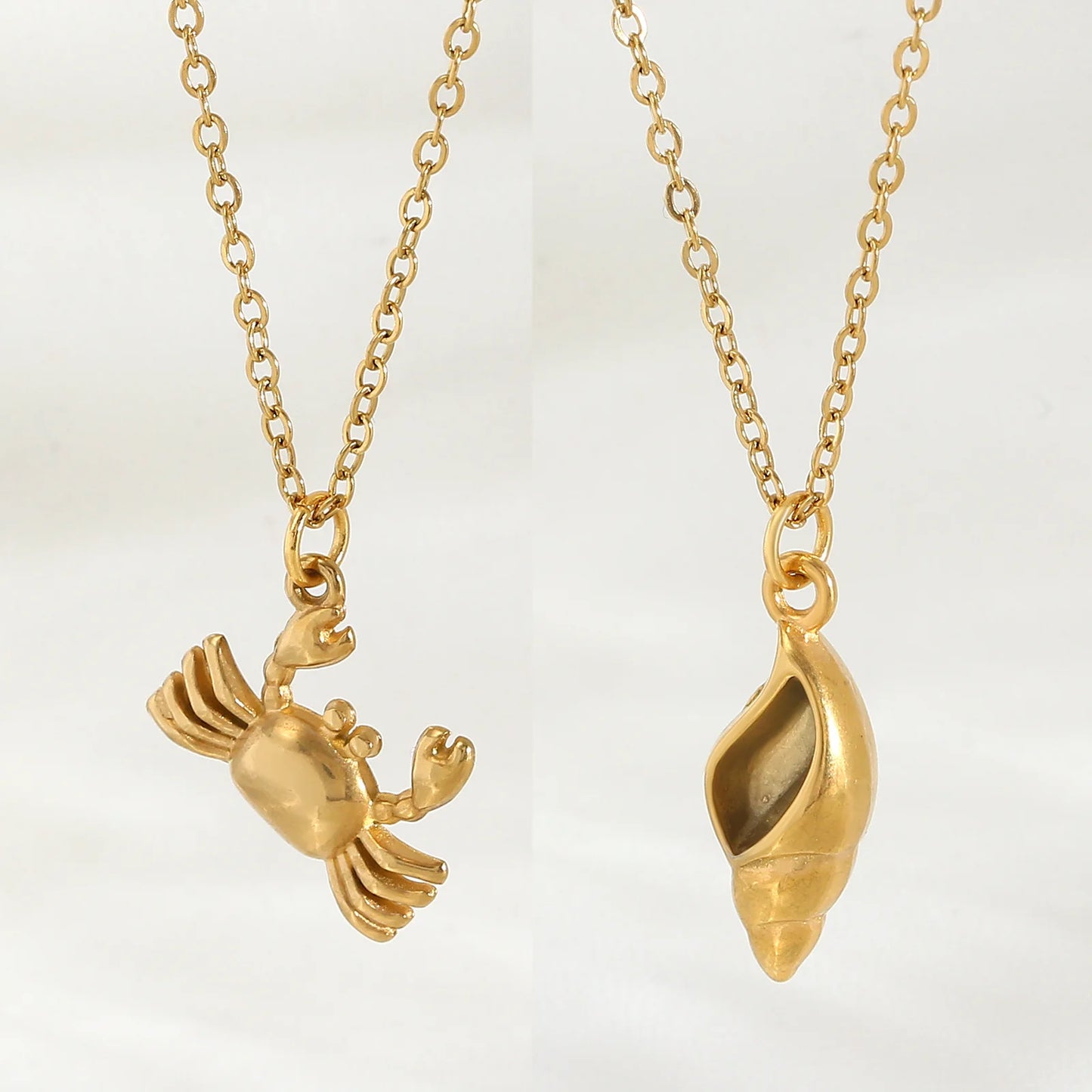 MHS.SUN Starfish Shell Conch Pendant Necklaces For Women Men Stainless Steel Trendy Chain Choker Beach Party Jewelry Summer