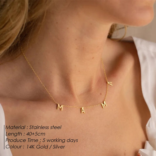 EManco Customized Stainless Steel Name Necklace Custom Personalized Letter Choker Necklace Pendant Nameplate Gift Dropshipping