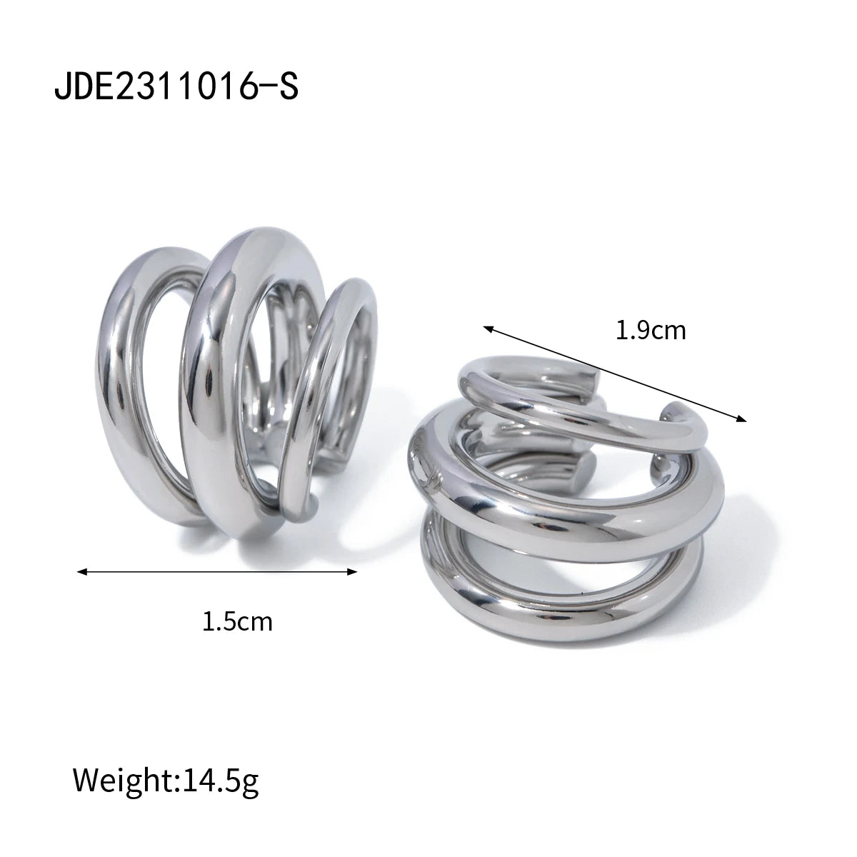Uworld 18K Gold Color Stainless Steel Three-layer Ear Clip Waterproof Metal Unique Fashion Trendy Women Gift aretes de mujer