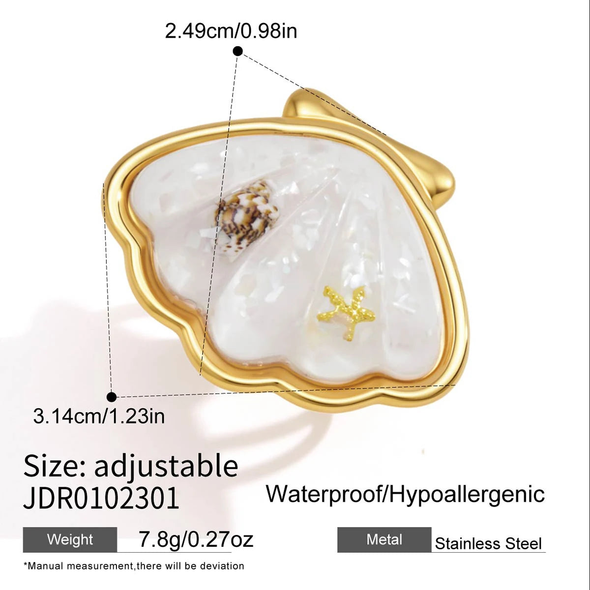 Uworld Summer Beach Shell Starfish Pendant Necklace for Women 18K Gold Plated Stainless Steel Necklace Waterproof Jewelry Gift