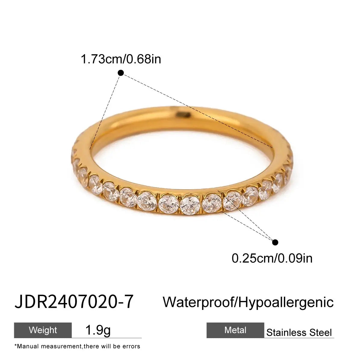 Uworld Fashion 18K Gold Color Stainless Steel Zircon Finger Bracelet Stackable Ring Bracelet Women's Accessories Party Gift