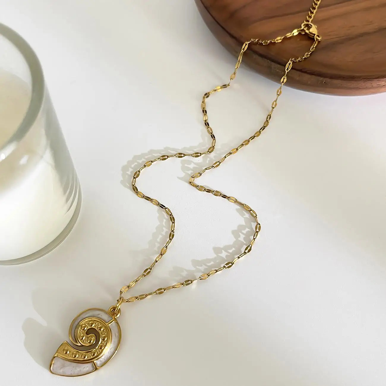 MHS.SUN Starfish Shell Conch Pendant Necklaces For Women Men Stainless Steel Trendy Chain Choker Beach Party Jewelry Summer