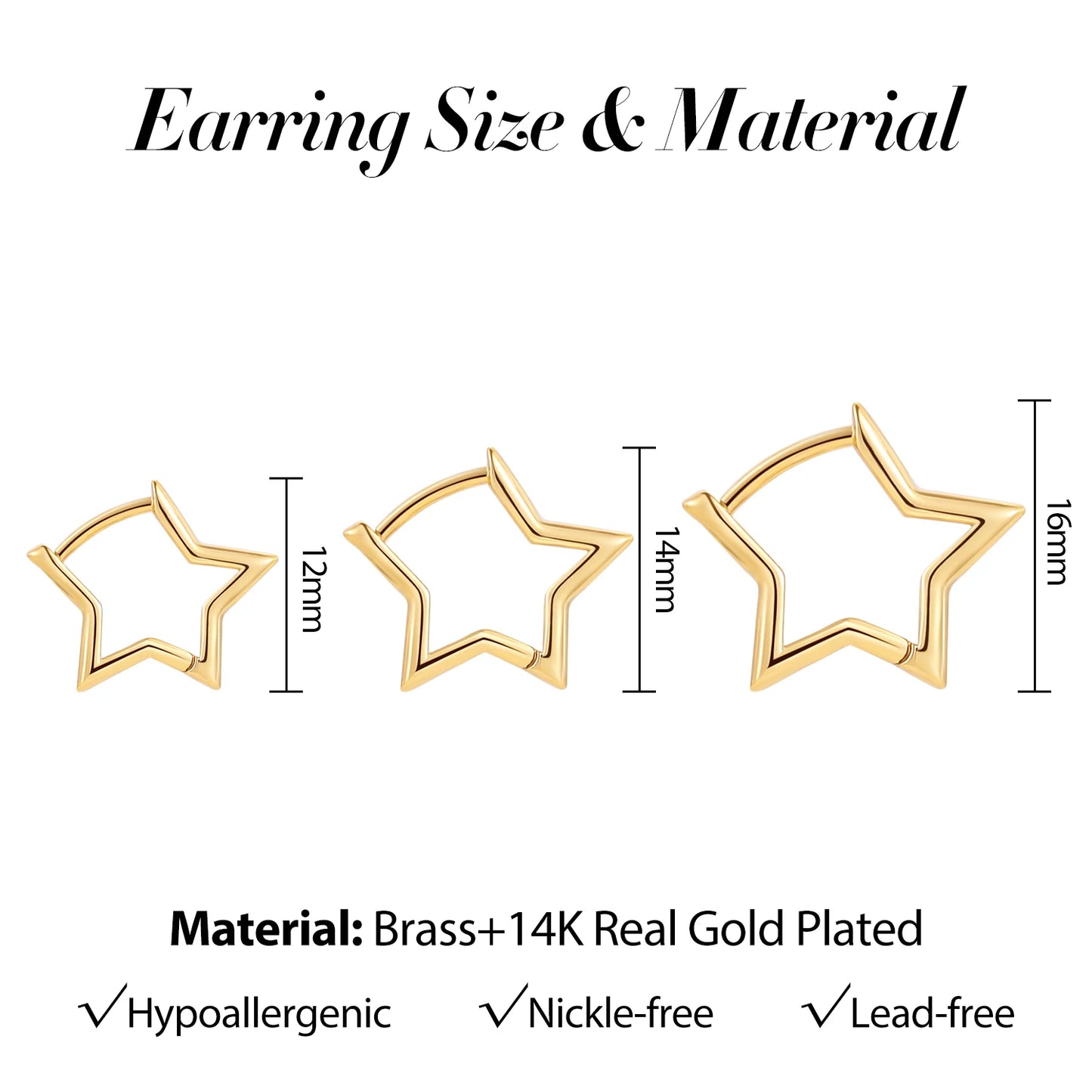 Minimalist Small Star Shape Hoop Earrings for Women Girl Geometric Gold Color Hollowed Huggies Ear Buckle Piercing Jewelry Gift