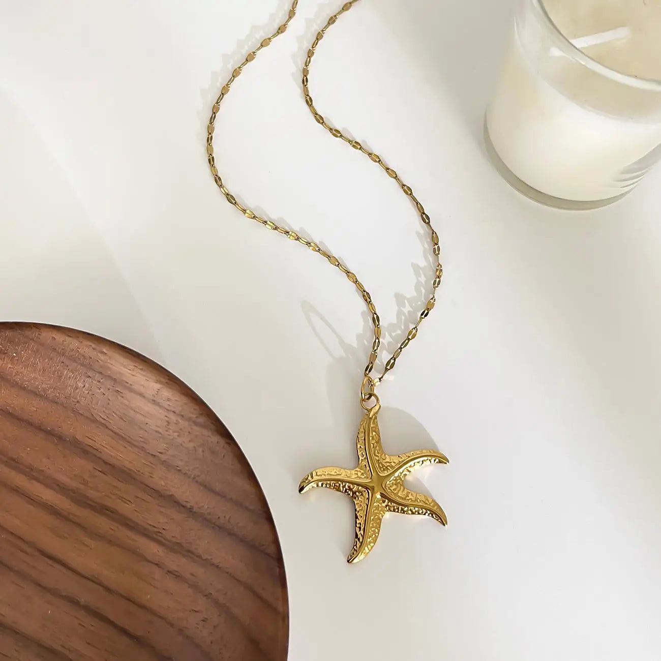 MHS.SUN Starfish Shell Conch Pendant Necklaces For Women Men Stainless Steel Trendy Chain Choker Beach Party Jewelry Summer