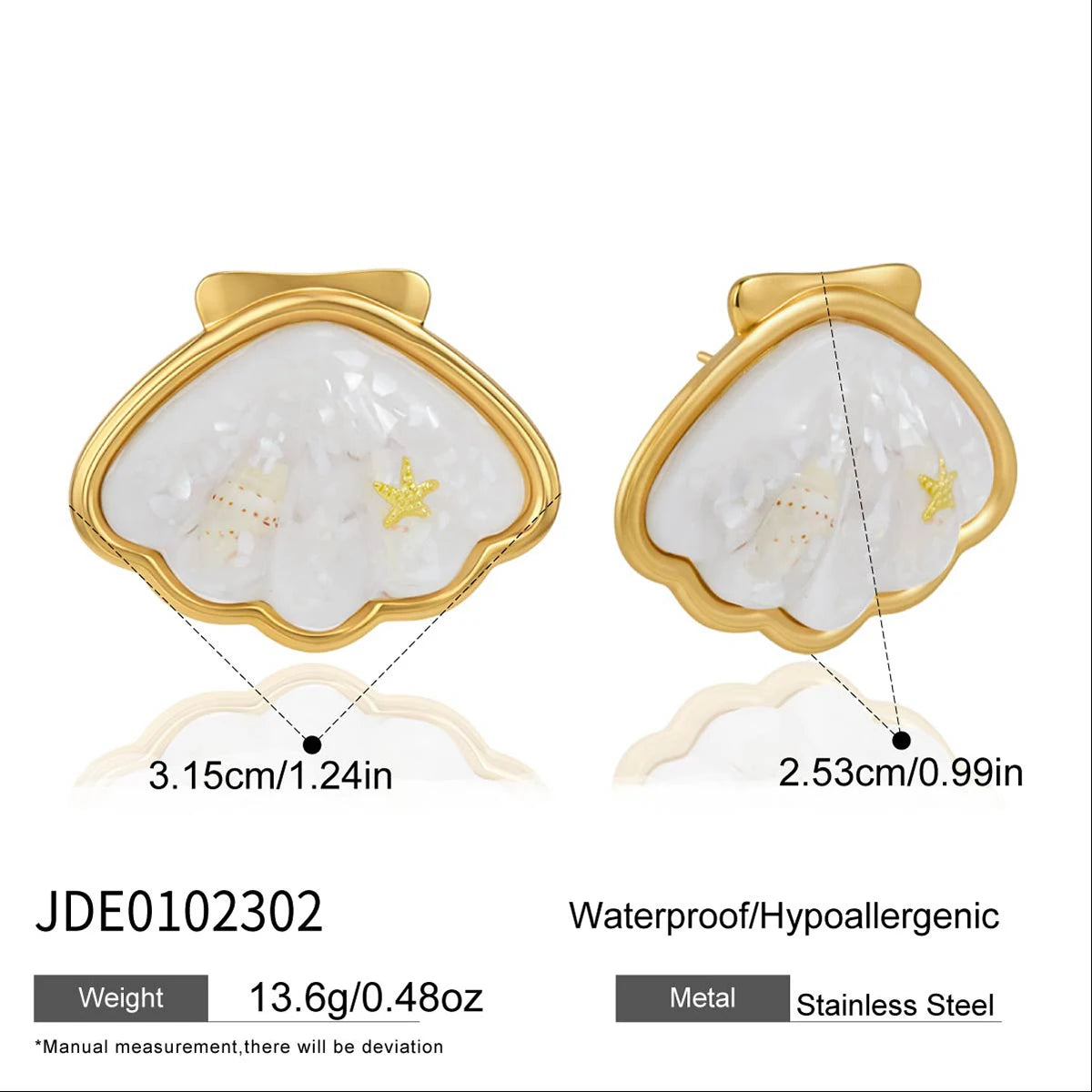 Uworld Summer Beach Shell Starfish Pendant Necklace for Women 18K Gold Plated Stainless Steel Necklace Waterproof Jewelry Gift