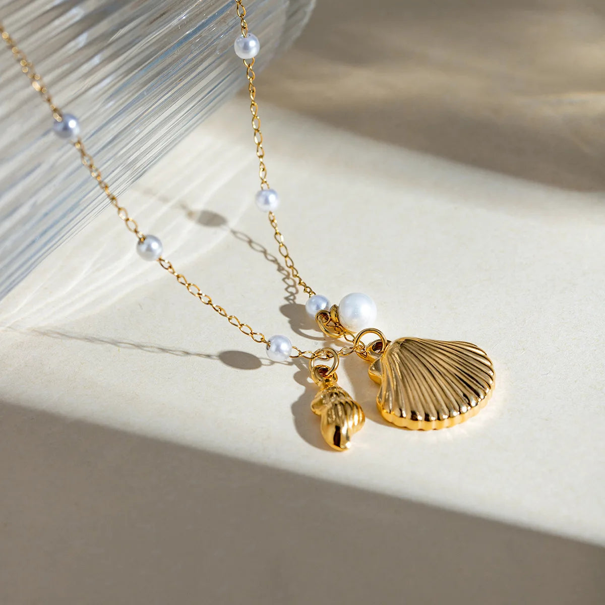 MHS.SUN Starfish Shell Conch Pendant Necklaces For Women Men Stainless Steel Trendy Chain Choker Beach Party Jewelry Summer