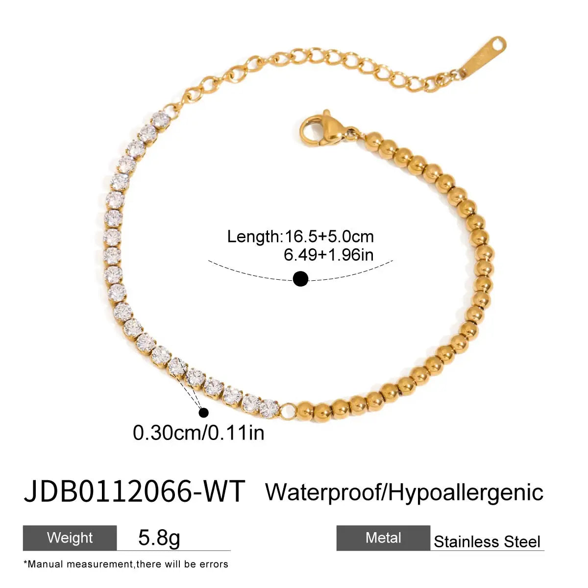 Uworld Fashion 18K Gold Color Stainless Steel Zircon Finger Bracelet Stackable Ring Bracelet Women's Accessories Party Gift