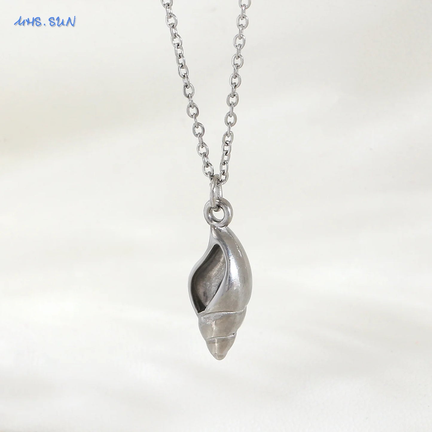 MHS.SUN Starfish Shell Conch Pendant Necklaces For Women Men Stainless Steel Trendy Chain Choker Beach Party Jewelry Summer